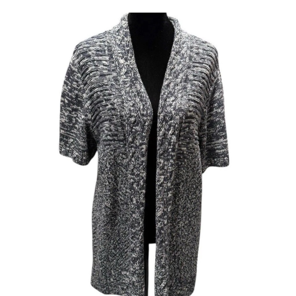 Christopher & Banks Marled Blue White ‎ Knit Open Cardigan Sweaters XL Twead